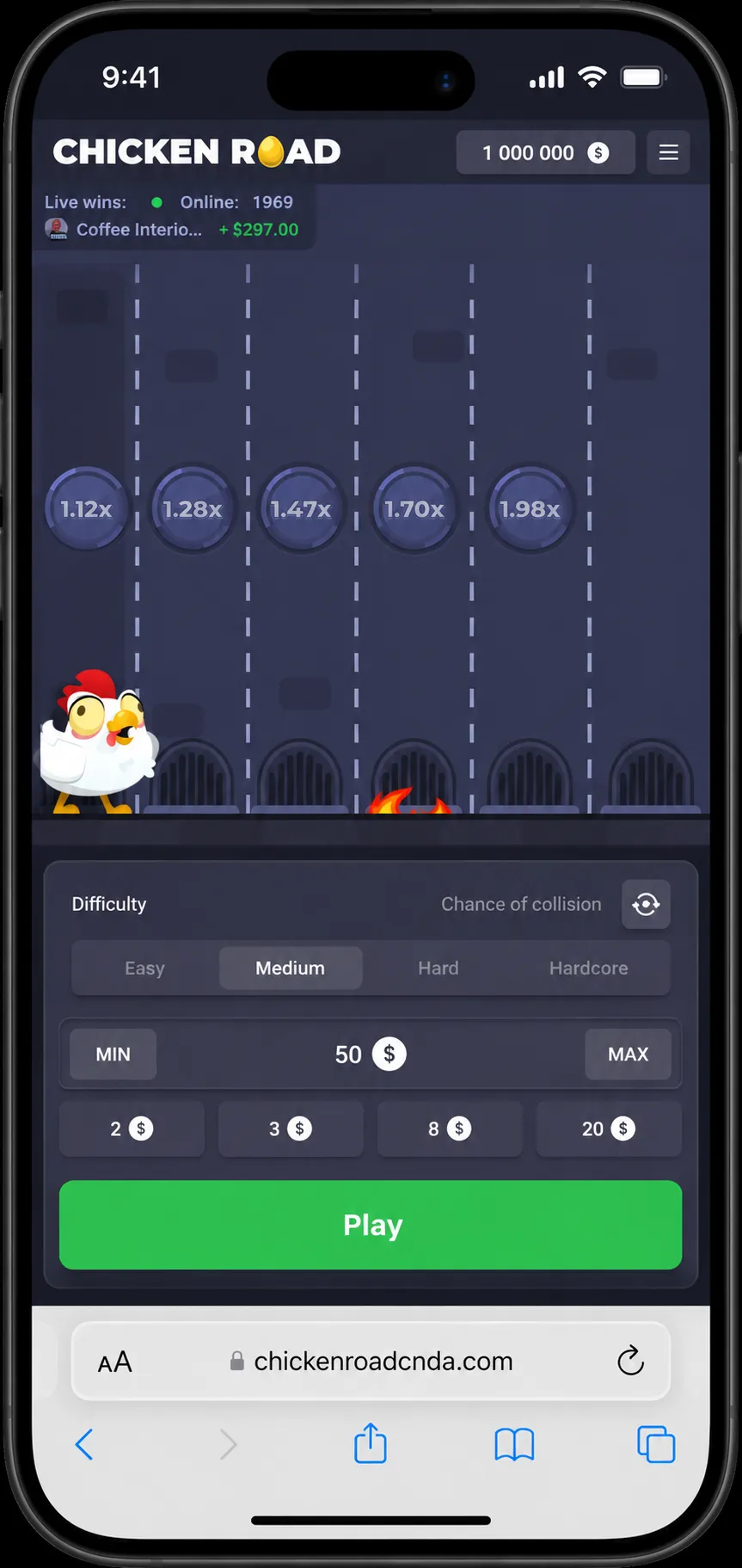 Play Chicken Road on mobile in Canada